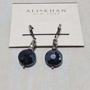 Ali Khan glass faceted bead with rhinestone dangle earring